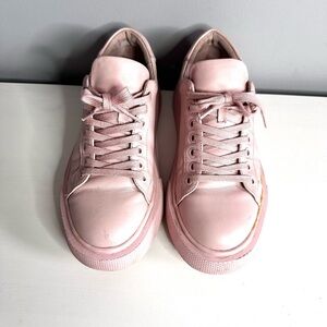 Wishbone Collection Pale Pink Leather Sneakers, Chunky, Platform - EUC Size 7.5